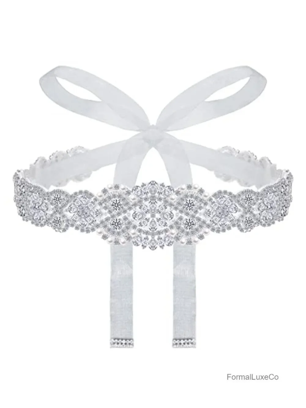 Bridal Belt Wedding Dress Rhinestone Crystal Sash with Organza Adjustable